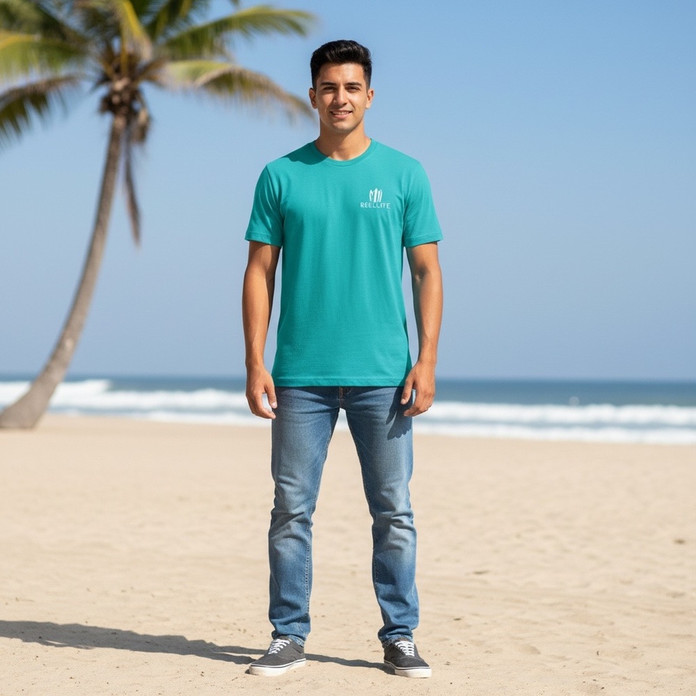 Reel Life Xl Men's Teal Crewneck T-Shirt
